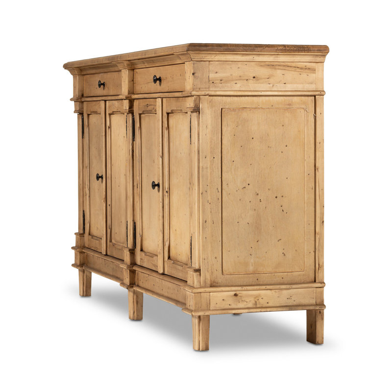 Marjorie 4 Door Sideboard-Distressed Black, Bleached Birch