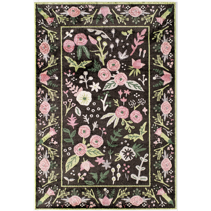 Tapis floral rose onyx Valentina, Rectangle 2 pi x 4 pi