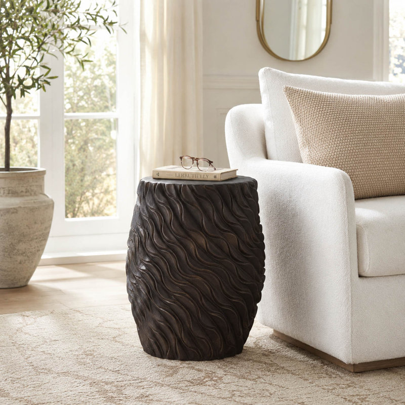 20" Devone Brown Ceramic Garden Stool