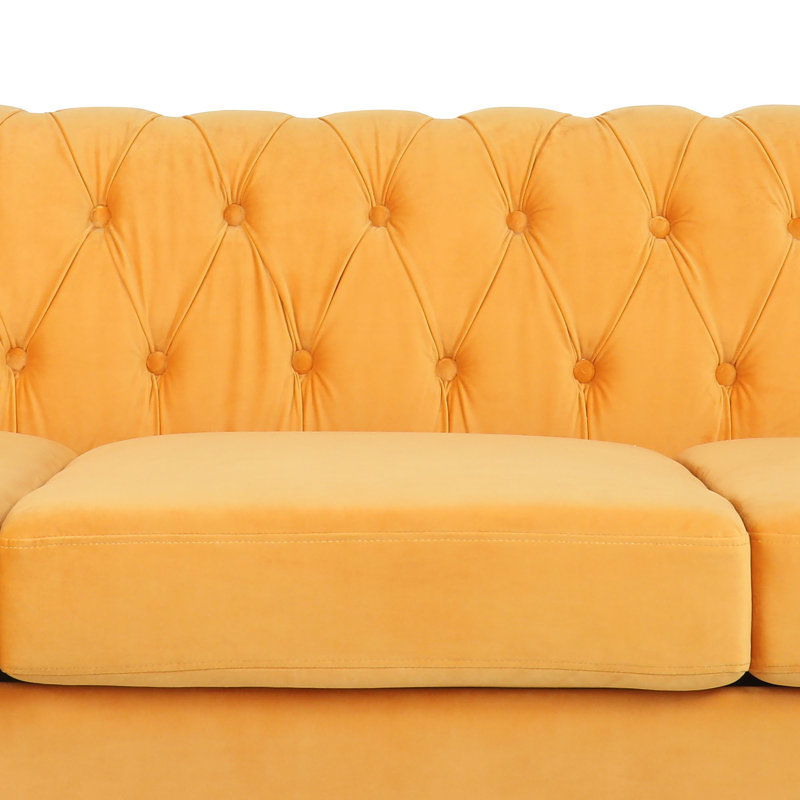 Canapé rembourré 83,85 po Adedapo, Velours jaune