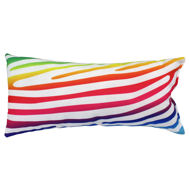 Animal Print Reversible Throw Pillow, Rainbow Gradient/White
