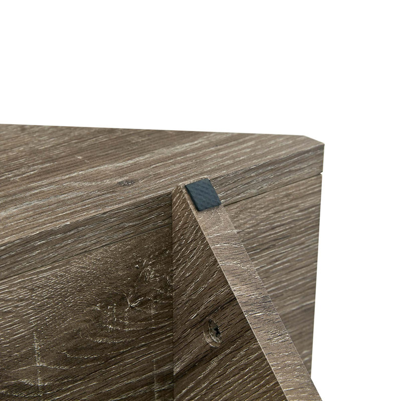 Table basse en verre trempé et panneau de fibres à densité moyenne avec grain de bois sculpté, Transparent / bois