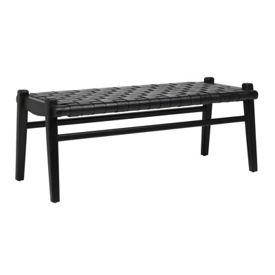 Salazar 45-Inch Teak and Woven Leather Bench