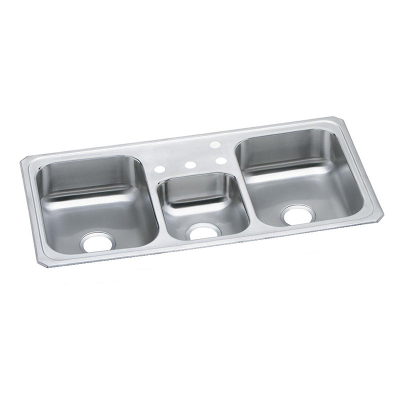 Celebrity 43" L x 22" W Triple Basin Drop-in Kitchen Sink, 1 hole