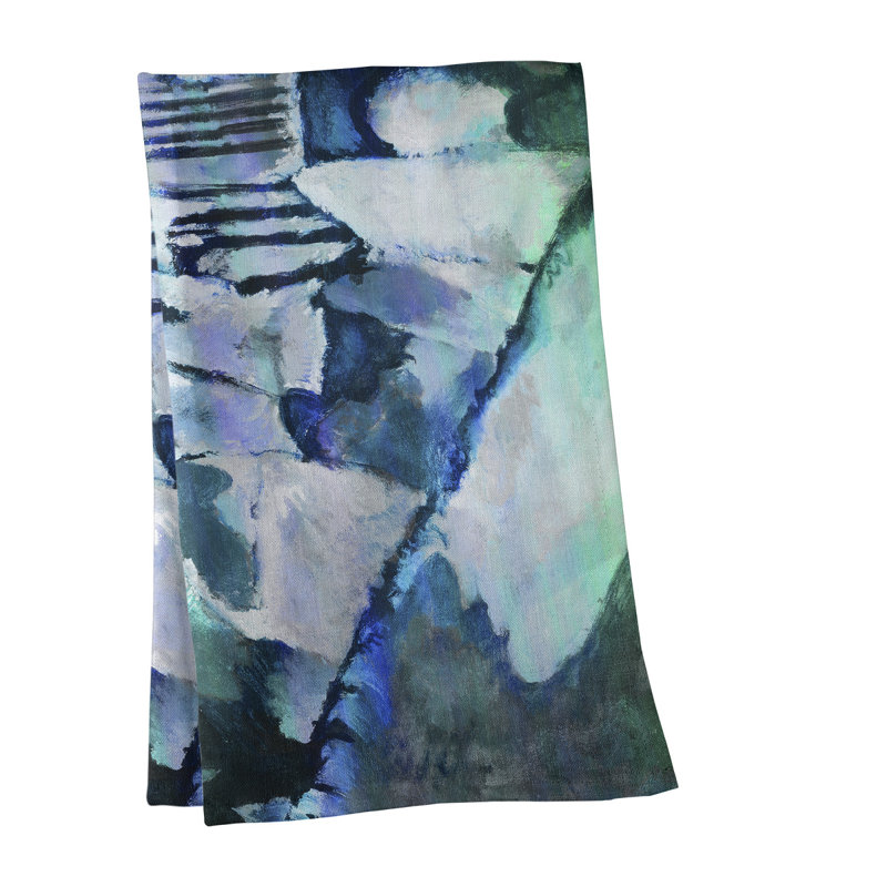 Serviette de thé paysager avec pluie, Polyester sergé, Vert