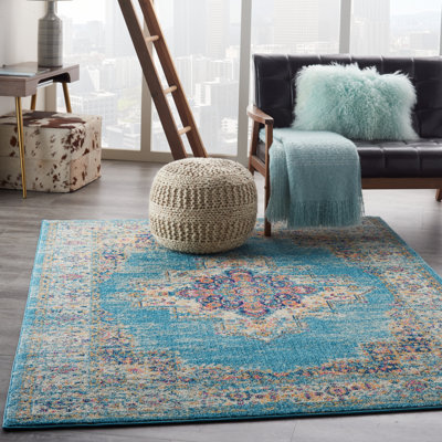 Abbate Oriental Light Blue /Ivory Area Rug