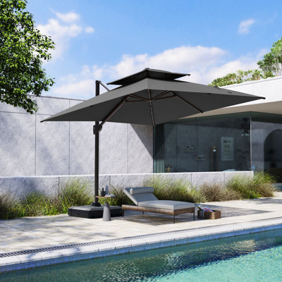 Gerken 10' Square Cantilever Umbrella, Weighted Base Does Not Include