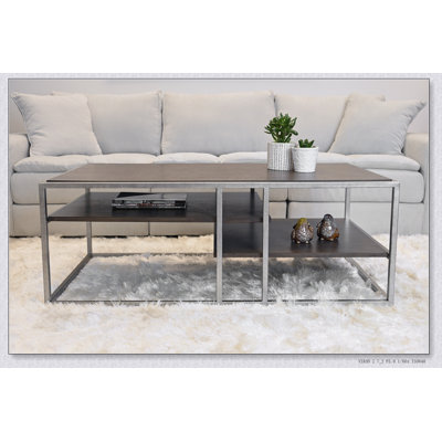 Stylish Padena Metal Frame Wood Coffee Table With Shelf For Enhanced Storage And Durability In Living Rooms