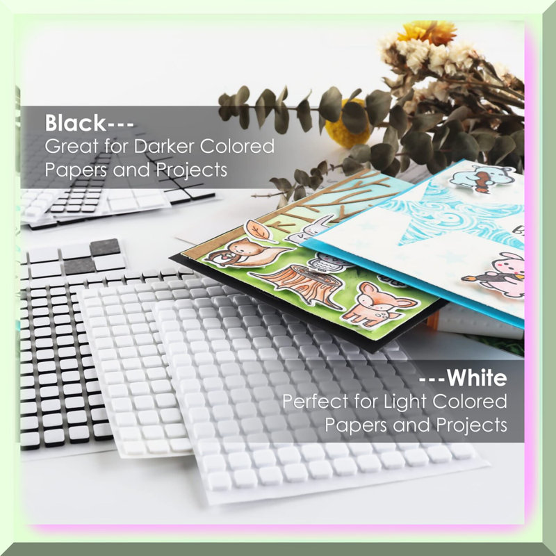 3D Foam Squares Set 6 Sheets White Adhesive Small Large