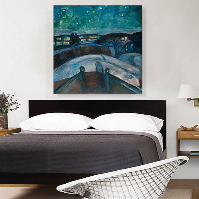 «Starry Night 1922» par Edvard Munch, reproduction d'art sur toile tendue, H 36 po x l 36 po x P 0,75 po