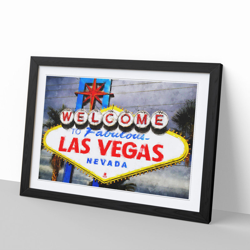Las Vegas Sign Vol.2 - Picture Frame Painting, 36cm H x 48cm W x 2cm D, Black Framed