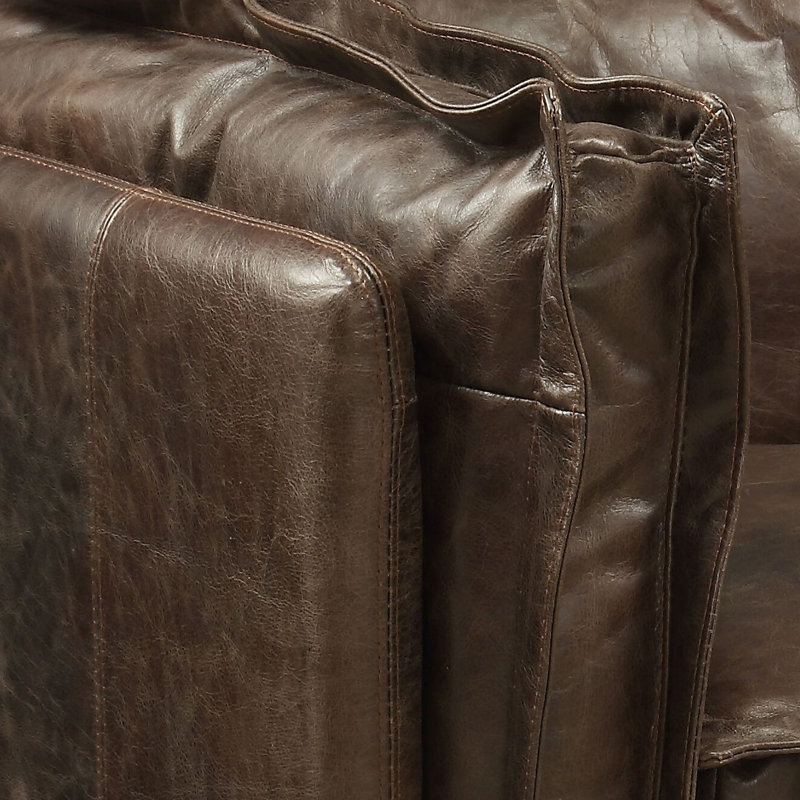 Diep 47" Wide Top Grain Leather Armchair in Chocolate