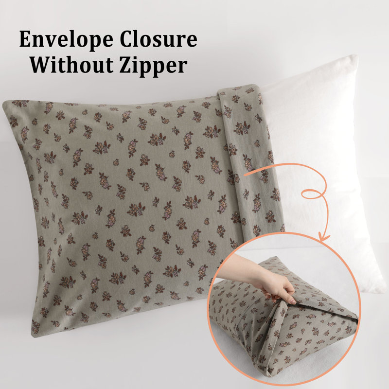 Toddler Pillowcase - Jersey Cotton Crib Size, Dark Gray Floral 2