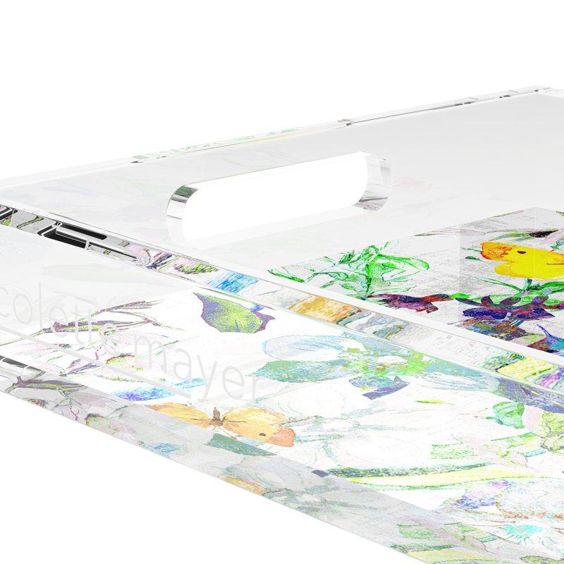 Garden Fantasia Acrylic Rectangle Decorative Tray, 12.5"W x 7.75"D x 2"H