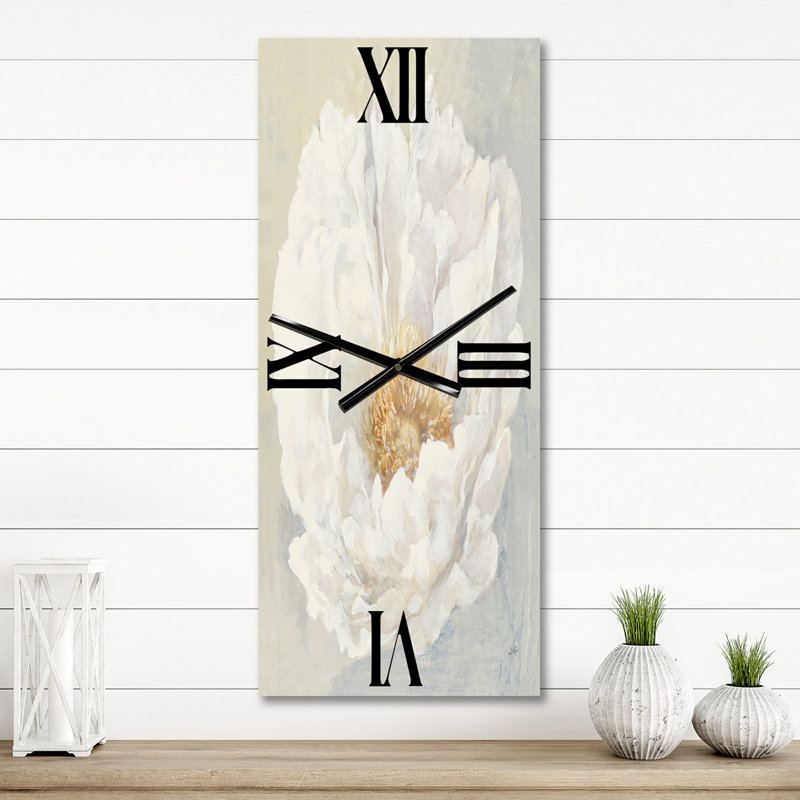 Horloge murale traditionnelle blanche pivoine sereine, Grand