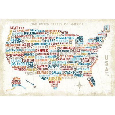«US City Map» par Michael Mullan - Art textuel