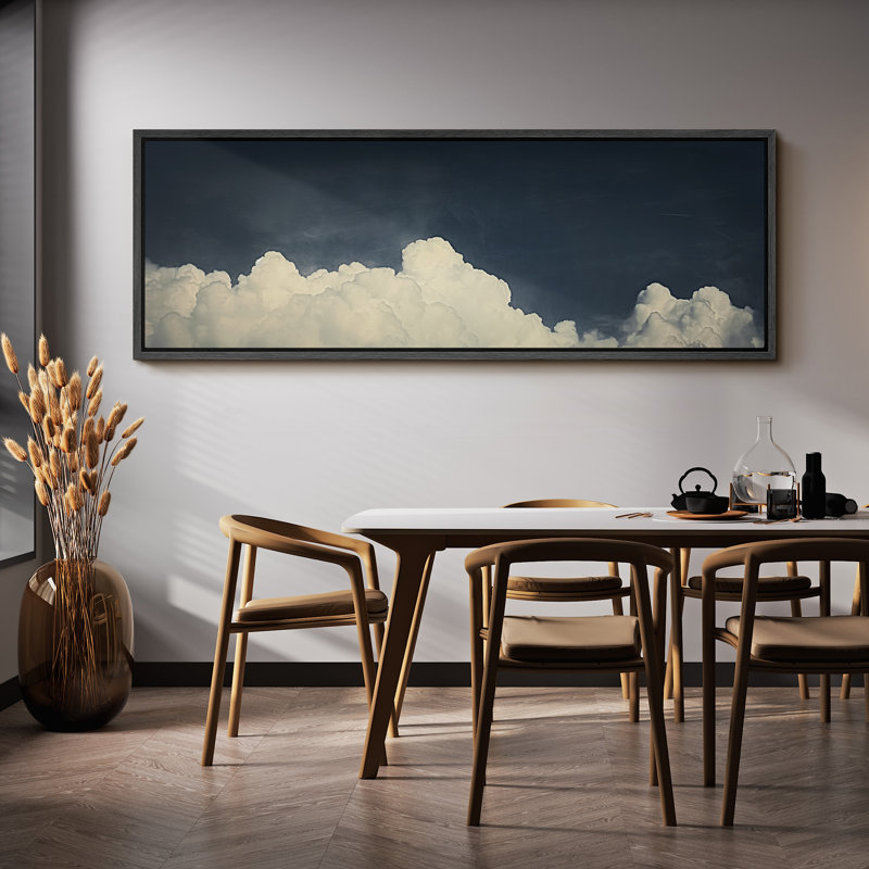 Clouds " Heavenly Cloudscape Serene Sky Rustic Retro Art Decor Extra Large Artwork Pictures ", 20" H x 60" W, Black