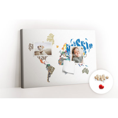 Wall Mounted bulletin board print wall art notice boards decorative corkboard Text world map