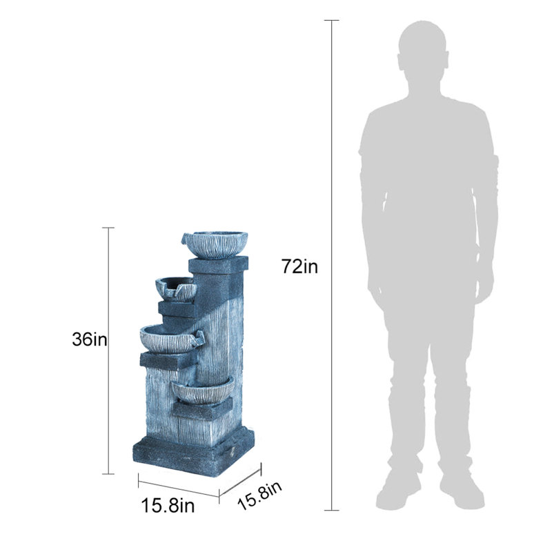 Fontaine d'extérieur en cascade avec conception en cascade à 5 niveaux