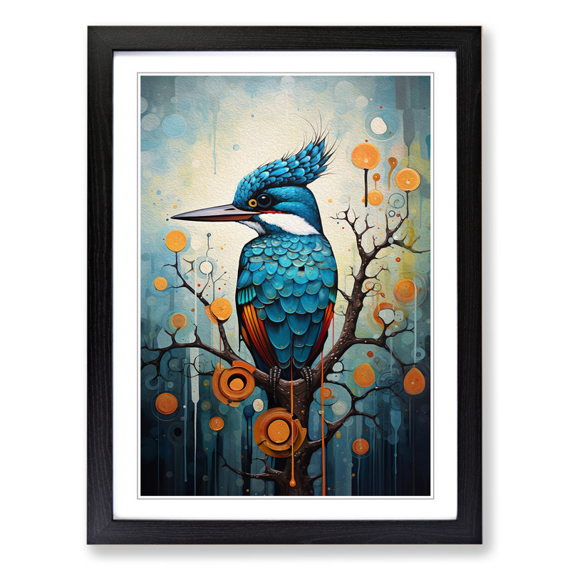 Kingfisher Dadaism Art - Framed Print, Black Framed, 46cm H x 34cm W