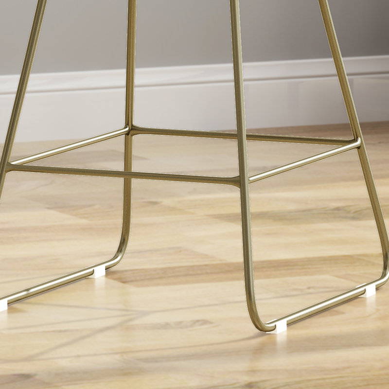Tabourets de comptoir à la mode, structure en fer avec rembourrage - eau beige contemporain - paire de tabourets, structure, H 42 po, siège 26,25 po