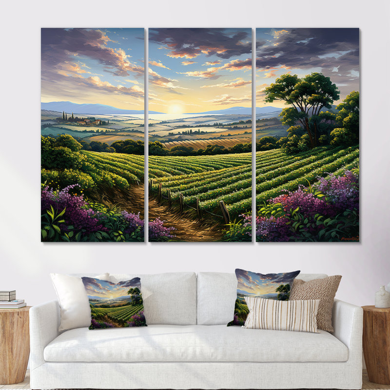 Vineyard Charm liquide Art IV - ensemble de décoration murale vignoble, Toile tendue, H 32 po x l 48 po x P 1 po