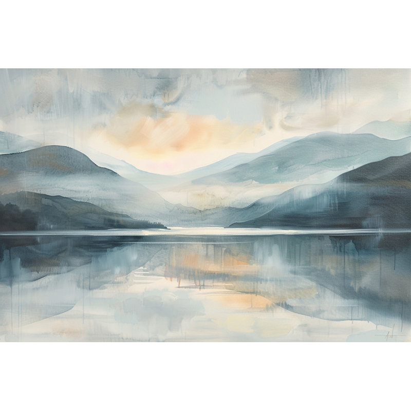 «Blue Lake Morning», art mural sur toile tendue, H 12 po x l 16 po x P 1 po