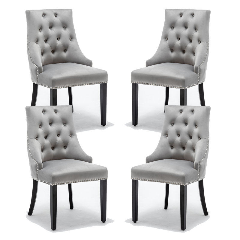 Carranza Upholstered Dining Chair, Grey, 4