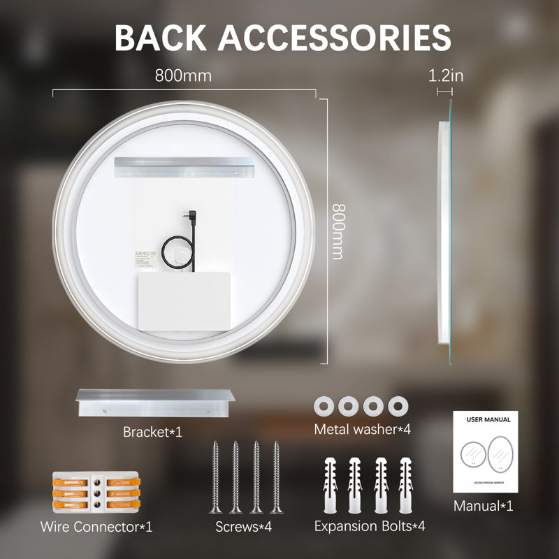 Heta Round LED Bathroom Mirror Anti-Fog Dimmable