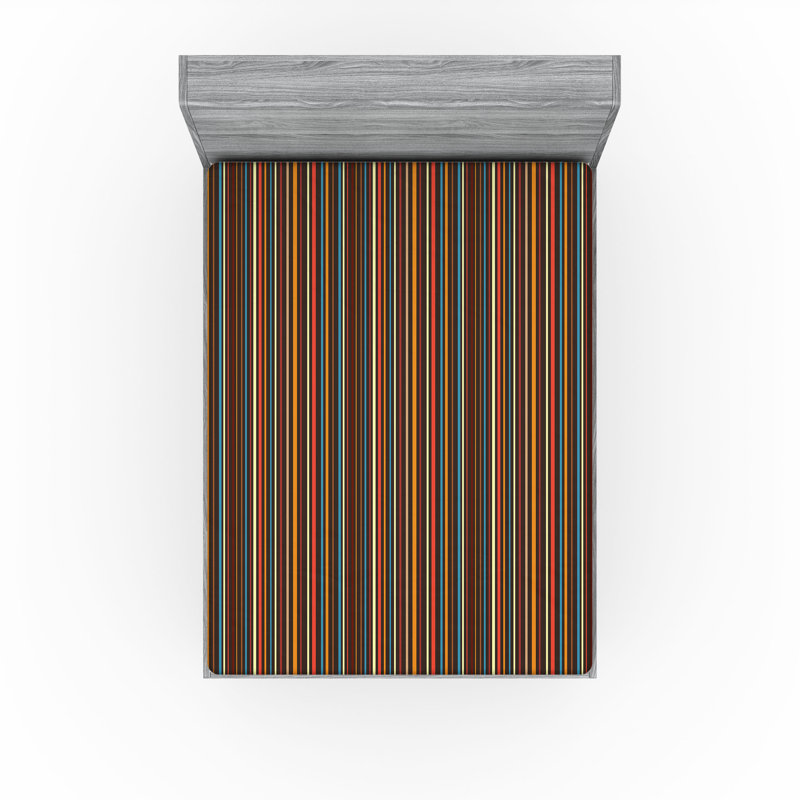 Ambesonne Fitted Sheet 2-Pack, Brown/Purple Striped, Full Fitted Sheet