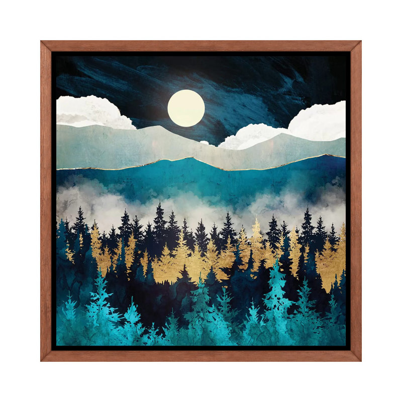 Brume du soir - imprimé, Cadre flottant brun, H 37 po x l 37 po x P 1,5 po