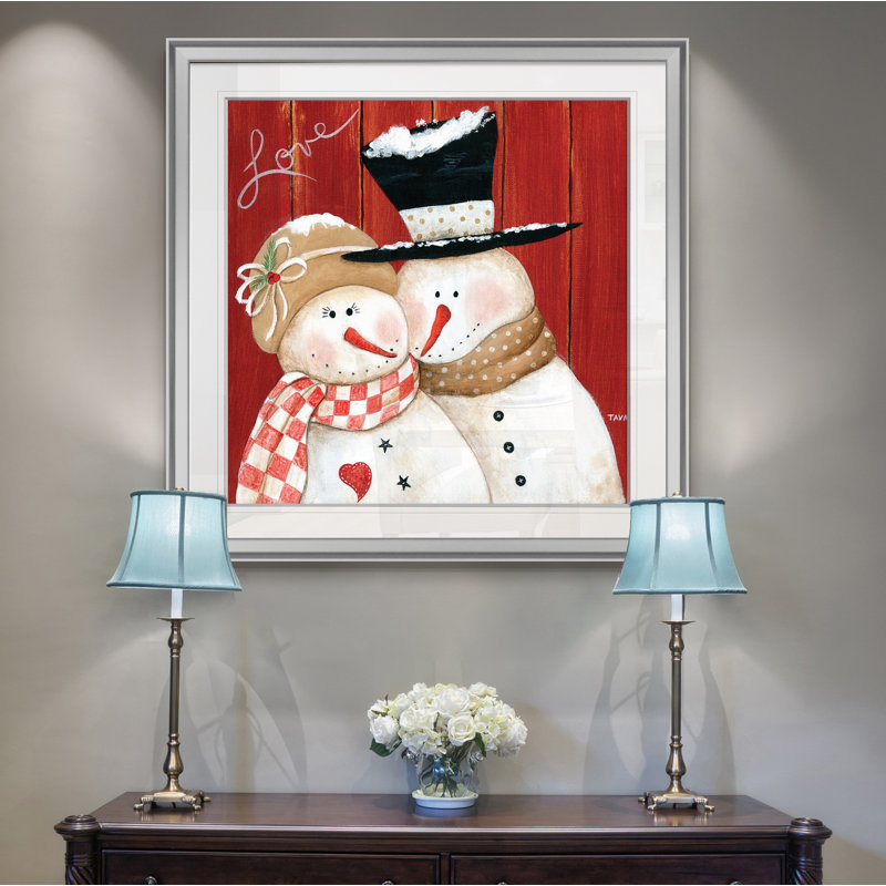 « frosty love », peinture, H 28 po x l 28 po x P 1,5 po, Encadrement argenté