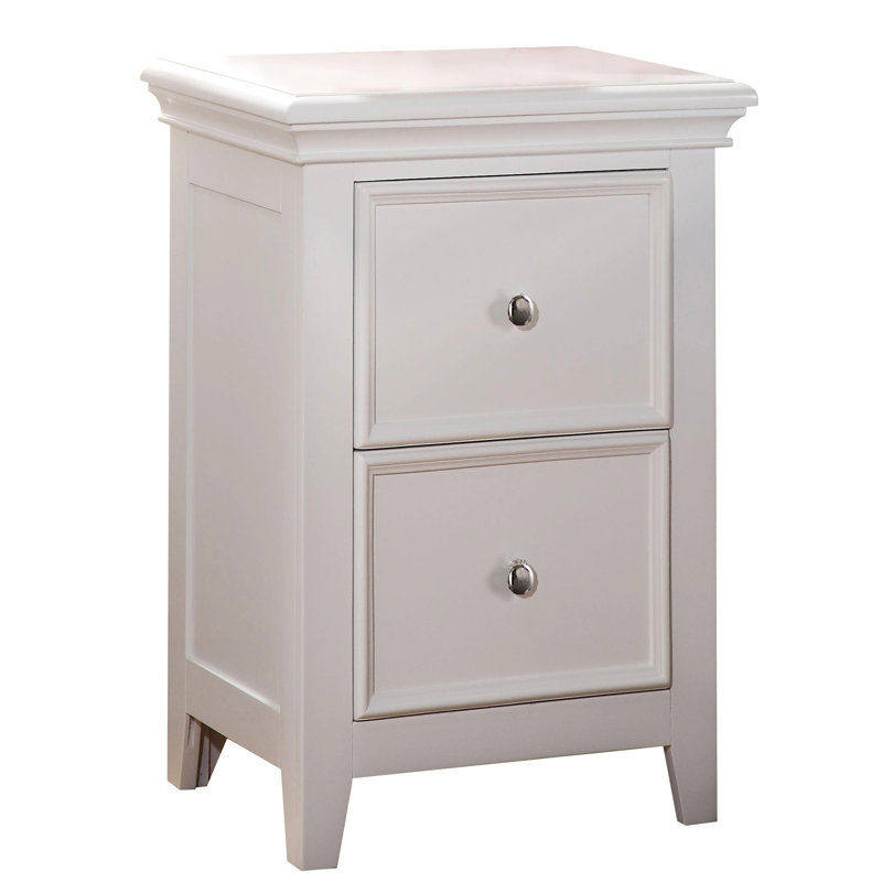 Table de chevet transitionnelle pour chambre à coucher avec 2 tiroirs en éblouissant blanc - pin traité magnifique