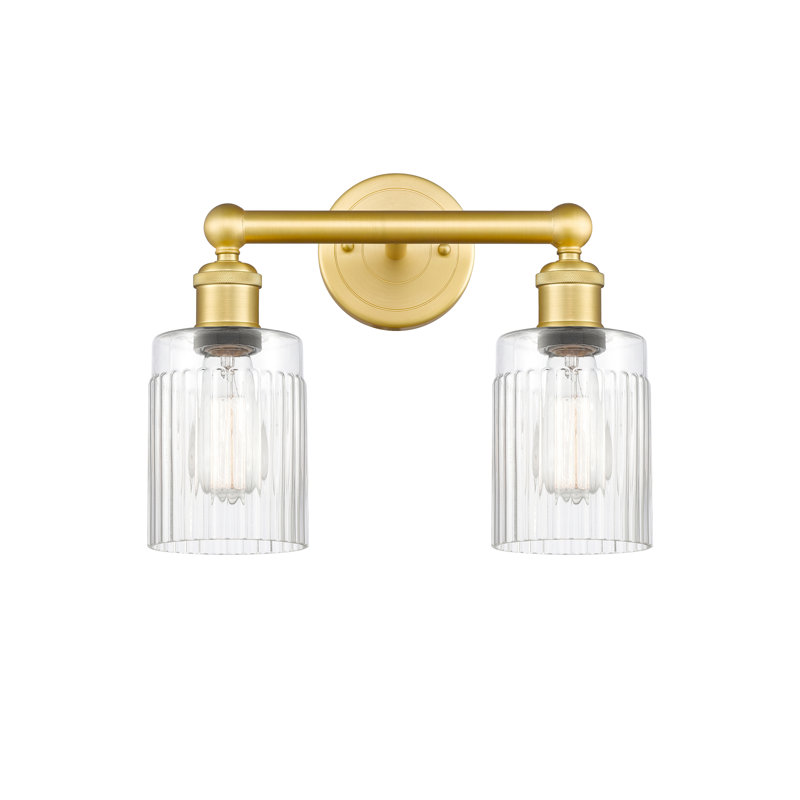 Elloise 13.5" W 2-Light Dimmable Vanity Light, Satin Gold, Clear
