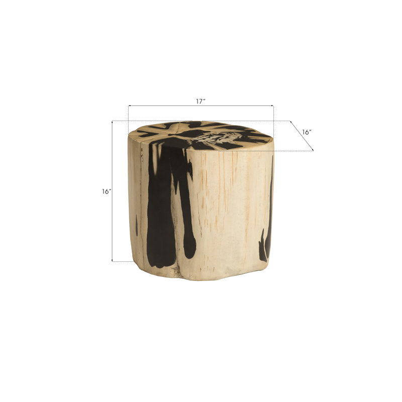 Modern Beige-Brown Petrified Wood-Effect Accent Stool