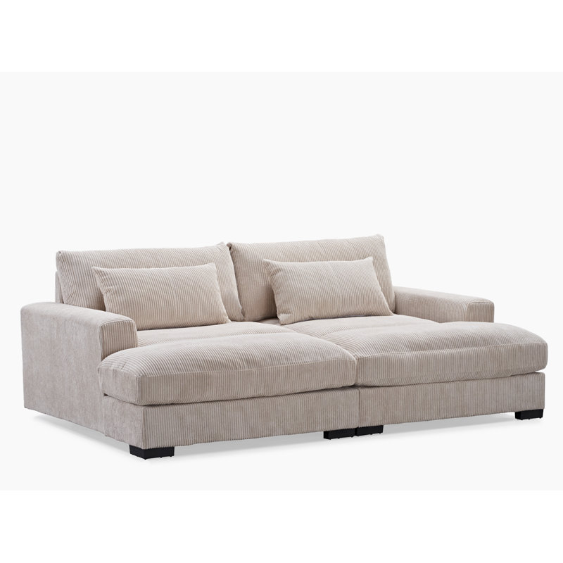 89.8'' Corduroy Sofa, Beige Corduroy