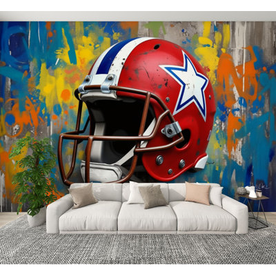Papier peint adhésif peler et coller football américain, graffiti cool, ados sportifs passionnés, papier peint pour garçons, H 100 po x l 144 po, papier peint amovible en PVC, adhésif pour le salon de la chambre des garçons