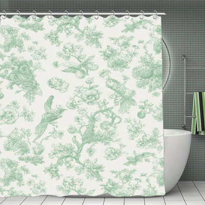 Delicate Green Floral Shower Curtains 71  71