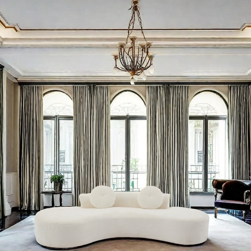 Canapé modulaire incurvé de 105,5 po avec 2 coussins décoratifs, canapé de salon rembourré de luxe moderne, aucun assemblage requis, rembourrage à haute résilience