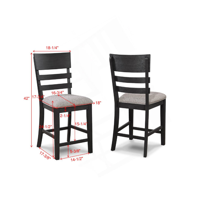 Mobilier de salle à manger en bois à dossier et échelle 2 pièces noir / gris