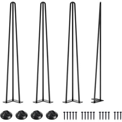 Solid Hairpin Table Legs 34 Inch, Metal Table Legs Heavy Duty 3-Rods 1/2'' Diameter, 880lbs Load Capacity, Set of 4 DIY Projects for Coffee Tables, Desk, Dining Tables, Bench