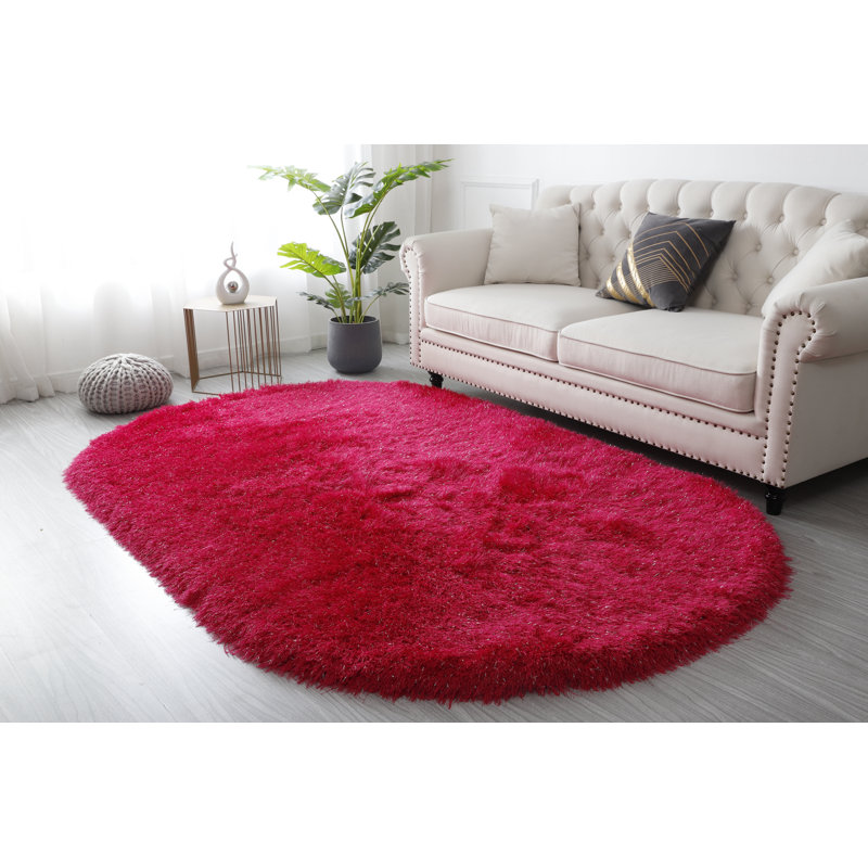 Tapis rose à poils longs Castlebourne, Oval 5' x 7'
