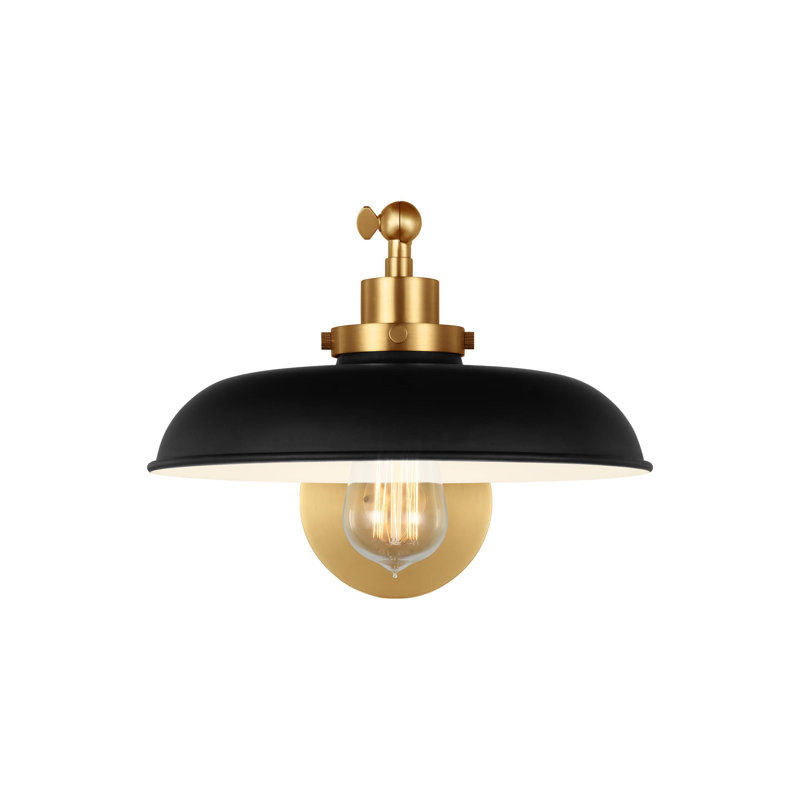 Wellfleet 1 - Light Armed Sconce, Burnished Brass, Midnight Black
