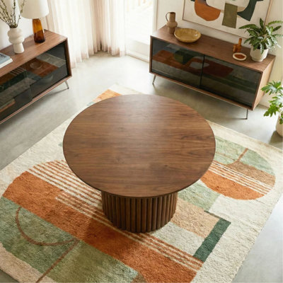 Merlin Solid Wood Walnut Round Dining Table