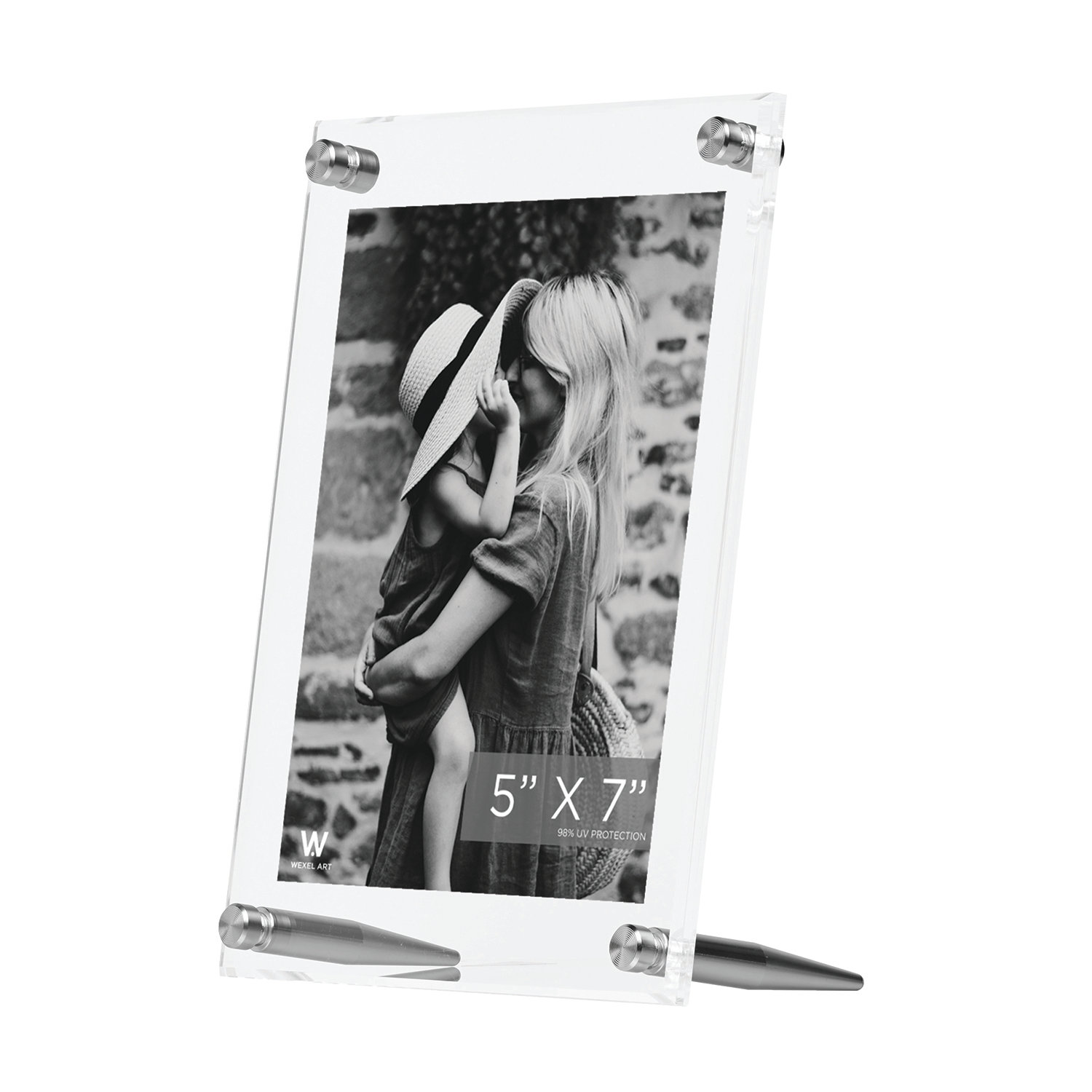 Acrylic Bevel Tabletop Float Frames, Silver, 5" x 7"