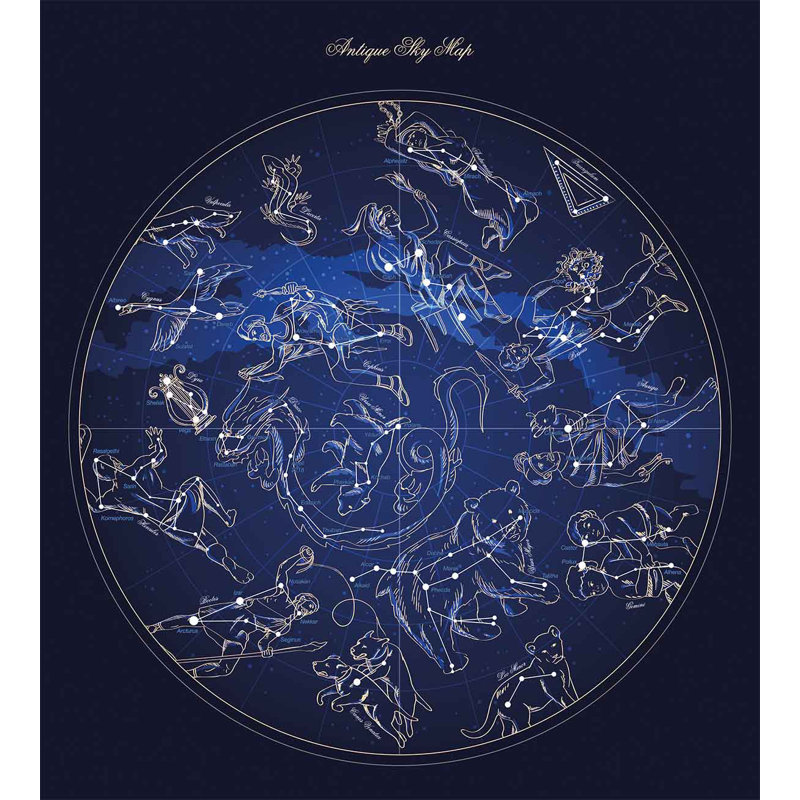 Constellation Blue and White Microfiber Queen Duvet Cover Set