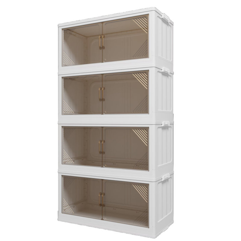 4 Pack Stackable Folding Storage Closet with Lid