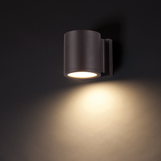 Tube LED Outdoor Armed Sconce, Bronze