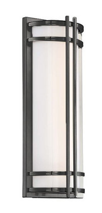 Skyscraper Outdoor Flush Mount, Bronze, 18" H x 7" W x 3.5" D, 2700K