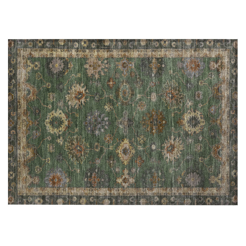 Machine Washable Indoor/Outdoor Xhevrie Fern Rug, Rectangle 1'8" x 2'6"